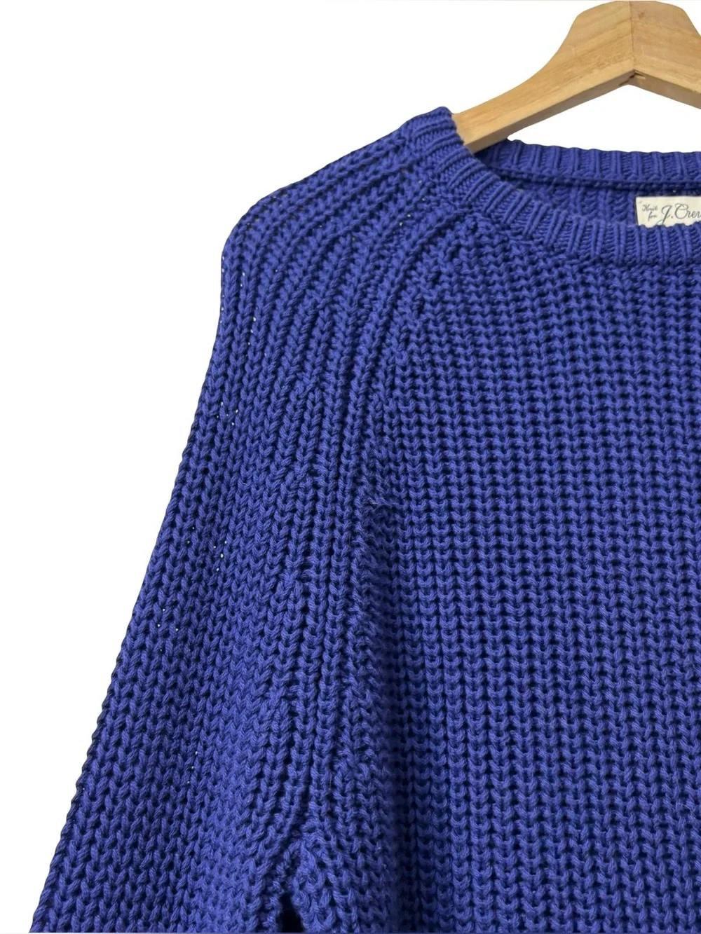 J.Crew men's shaker-stitch chunky fisherman crewneck sweater indigo blue Size M